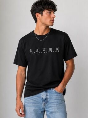 7 For All Mankind Seven Logo T-Shirt Black Men’s Medium